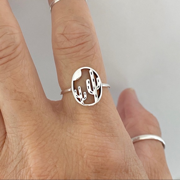 Sterling Silver Double Cactus Ring, Desert trees, Silver Rings, Tree of Life - Picture 6 of 12